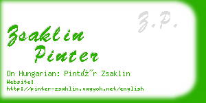 zsaklin pinter business card